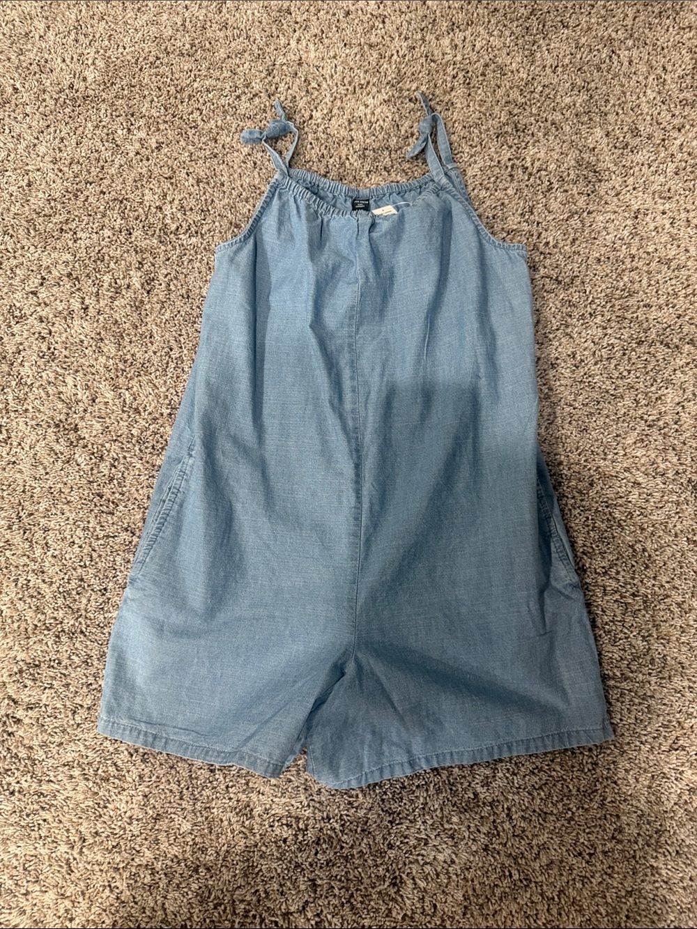 Joe Fresh Light Blue Chambray Tie-Shoulder Romper